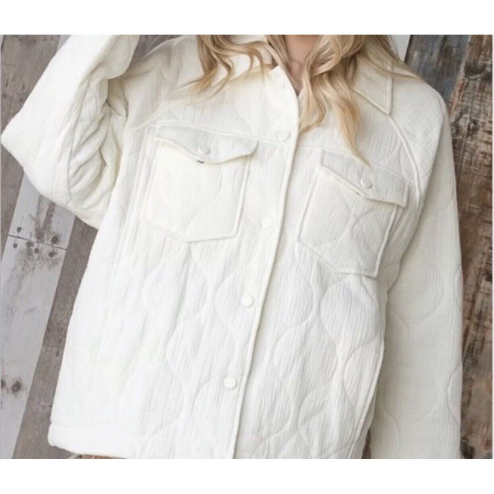 Bucket List Jacket Women's S Antique White Ivory Quilted Oversized